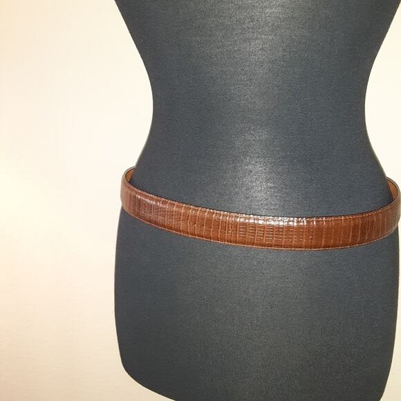 Brighton Size Large Brown Leather Belt with Silver Locket buckle vintage 95 37" - Picture 3 of 9